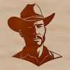 A graphic representation of a rugged cowboy designed as a scalable SVG image.