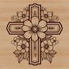 Ornate crucifix with floral details, suitable for vector art designs.
