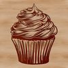 An isolated vector graphic of a dessert cake featuring rounded edges and decorative details.