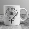 Close-up Floral Design with Yellow Center A close-up illustration of a single daisy flower with white petals and yellow center.