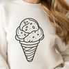 Beautiful Ice Cream Design A vector graphic representation of a serving of creamy dessert in a bowl with a few toppings.