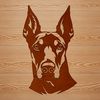 Doberman Portrait SVG Doberman Pinscher breed portrait in vector format, suitable for digital designs and crafts.