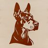 A detailed SVG illustration of a Doberman Pinscher's head.