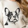 Free Dog Clip Art Head Design A detailed illustration of a Boston Terrier dog's head.