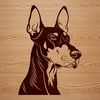 An accurate representation of a Doberman Pinscher dog breed, depicted in a graphic style ideal for clipping and cutting.