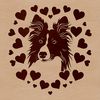 Sweet Shetland Sheepdog Portrait with Heartfelt Touch A portrait illustration of a Shetland Sheepdog's head with intertwined love hearts surrounding the dog's features.
