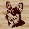 SVG Welsh Corgi Head Vector A vector illustration of a Welsh Corgi's head, suitable for design and craft projects.
