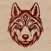 Close-up illustration of a Siberian Husky's head with intricate details.