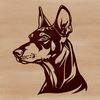 Beautiful Dog Breed Profile SVG A Doberman Pinscher breed profile with detailed head features, suitable for pet owners or enthusiasts.
