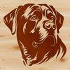Dog Breed Illustration SVG Format A vector illustration of a Rottweiler's head, suitable for digital design projects.