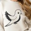 A white dove perched on a branch, depicted in a stylized vector illustration.