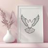 Flying Dove Silhouette A simple illustration of a white dove in flight, suitable for various design purposes.