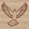 A stylized illustration of a dove, a symbol often associated with peace and faith.