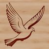 A stylized illustration of a dove with outstretched wings, created using scalable graphics technology.