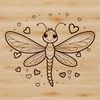 A colorful illustration of an animal with love hearts surrounding it.