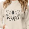 Vibrant Dragonfly Illustration with Floral Details An illustrative dragonfly design featuring floral patterns.