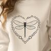 Stylized Dragonfly Design with Love Hearts A stylized dragonfly design with love hearts incorporated into its wings and body.