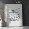 Floral Stem Perched Dragonfly SVG A colorful illustration of a dragonfly perched on a floral stem.