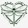 Stylized Dragonfly Love Hearts A stylized dragonfly illustration featuring love hearts, suitable for cutting machines and vector art designs.