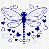 Vibrant Dragonfly Artwork with Love Symbols A colorful dragonfly with love hearts on its wings, depicted as a vector graphic.