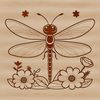 A colorful dragonfly perched on a single blooming flower, its iridescent wings spread wide.