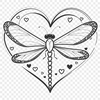 Colorful Dragonfly Design with Love Hearts A colorful dragonfly design featuring intricate details and love hearts, suitable for various creative projects.