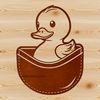 Feathered Friend SVG Design A simple illustration of a duck with feathers and beak, suitable for graphic design and craft projects.