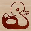 Simple White Duck Outline Icon An illustration of a white duck with black beak and feet in simple outline style.