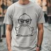 A cartoon duck wearing glasses in a vector format.