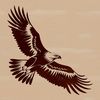 Regal Winged Hunter Silhouette A large bird with sharp talons and a distinctive beak, soaring through the air.