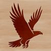 A large bird of prey with broad wings spread wide, soaring through the air.