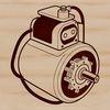 An illustration of a motor with detailed mechanical components in vector format.