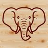 A simple line drawing illustration of a large elephant head.