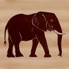 A digital illustration of a standing elephant in profile, suitable for vector design.
