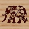 Ornate Floral Elephant Design A standing elephant with ornate floral patterns and designs.