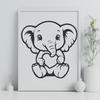 SVG Elephant Clip Art Design A single elephant illustration in vector format.