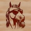 Equine Silhouette in Shades An equine animal wearing sunglasses for a fun and playful design.