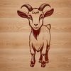 Friendly Hillside Goat A vector illustration of a goat standing on a grassy hillside.