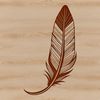 A detailed illustration of a single feather with intricate texture and shape.