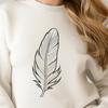 Elegant White Feather Design A single white feather in a simple design format suitable for digital cutting machines like Cricut.
