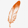 Geometric Feather Design A simple design element featuring the outline of a bird's feather with clean lines and geometric shapes.