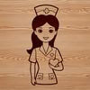 Heartfelt Nurse Design Female nurse with a heart symbol in her uniform, designed as a vector graphic.