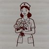 Floral Nurse SVG Vector Female nurse in a floral patterned uniform, suitable for vector art design projects.