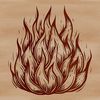 Vector graphic design featuring abstract shapes resembling fire and heat.