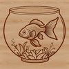 Whimsical Fish Bowl Scene Vector Art A vector graphic illustration of a goldfish in a fish bowl, suitable for digital design projects.