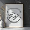 Stylized Goldfish in a Bowl SVG A stylized illustration of a goldfish in a circular fish bowl.