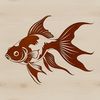 Swimming Goldfish Clip Art Design A colorful illustration of a swimming goldfish in the water.
