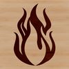 A stylized graphic illustration of dancing flames in a circular shape, suitable for vector design.