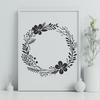 Free Vector Wreath Design for Digital Use A floral wreath designed as vector art for digital and print use.