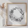 Intricate Floral Design SVG Wreath A floral wreath design made from intricate vector shapes, suitable for digital crafting and cutting machine projects.